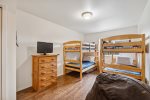 The bunk room is perfect for the kids 2 twin over twin bunks and flat screen tv